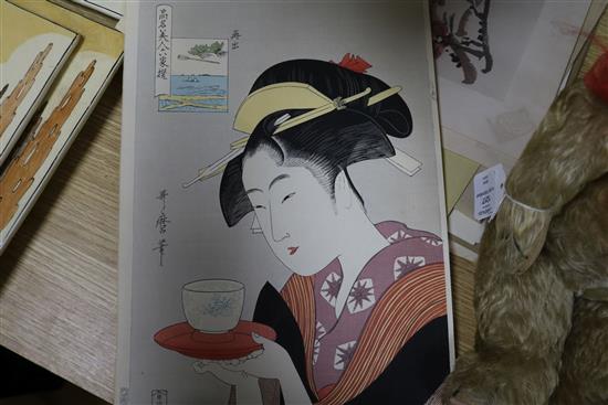 A folio of Chinese and Japanese woodblock prints and other prints, c.1950s and later